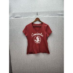 Russell Athletics Seminoles Womens Red V-Neck T-Shirt Size M